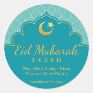 Sticker Rond Motif de Morrocan d'or d'autocollant de