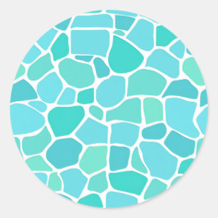 Sticker Rond Motif de mosaïque en verre de mer turquoise aqua