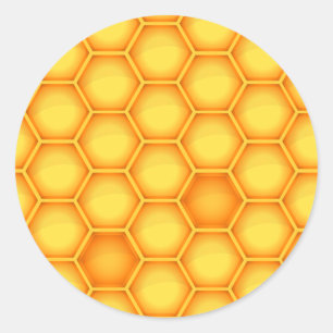 Sticker Rond Motif de nid d'abeille jaune
