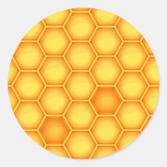 Sticker Rond Motif de nid d'abeille jaune (Devant)
