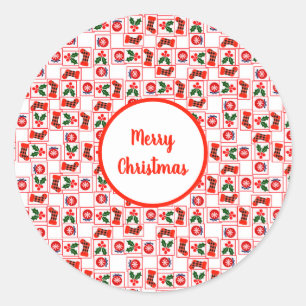 Sticker Rond Motif de Noël festif