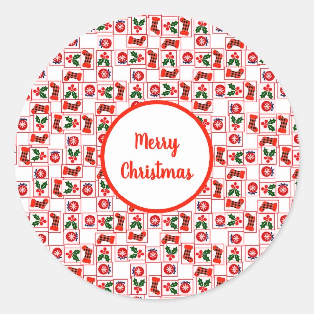 Sticker Rond Motif de Noël festif (Devant)