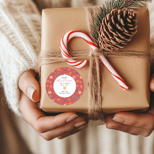 Sticker Rond Motif de Noël rustique dans la nature