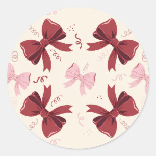 Sticker Rond Motif de nœud coquette de Bourgogne