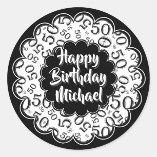 Sticker Rond Motif de nombre de joyeux anniversaire