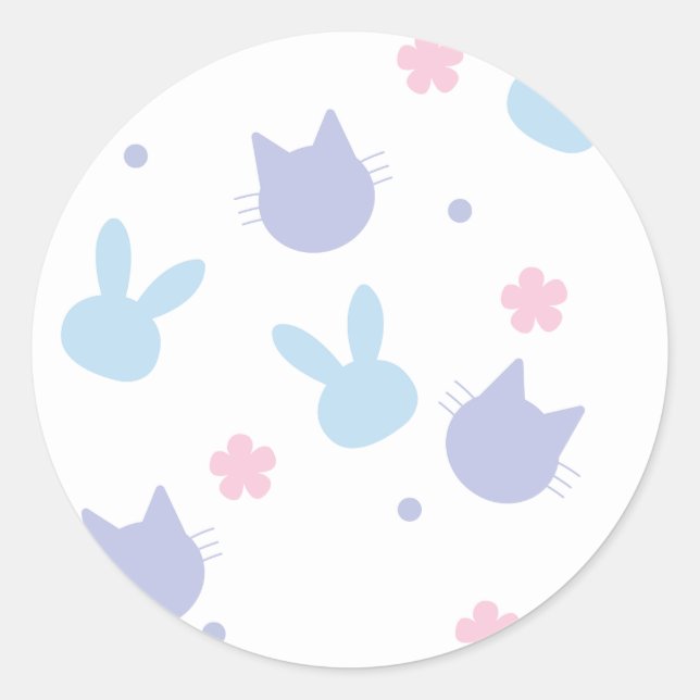 Sticker Rond Motif de Pâques de printemps pastel (Devant)