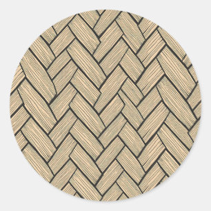 Sticker Rond Motif de parquet en bois en chevron