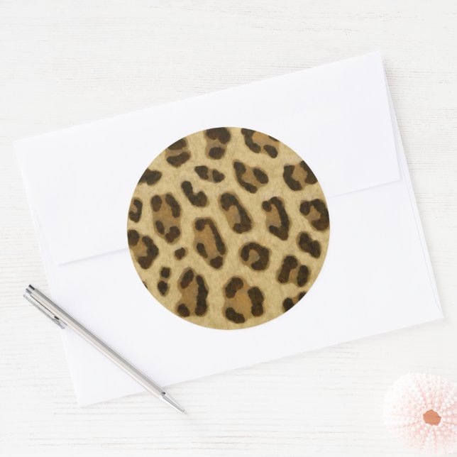Sticker Rond Motif de peau Poster de animal léopard (Enveloppe)
