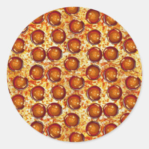 Sticker Rond Motif de pepperoni et de pizza de fromage