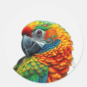 Sticker Rond Motif de perroquet kaléidoscopique dynamique