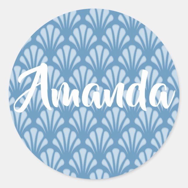 Sticker Rond Motif de pétoncle bleu (Devant)