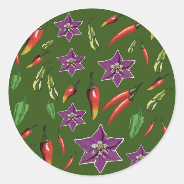 Sticker Rond motif de piments (Devant)