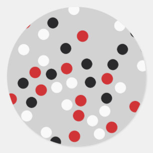 Sticker Rond motif de points noirs blancs rouges