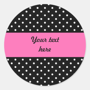 Sticker Rond Motif de points Polka blanc et noir