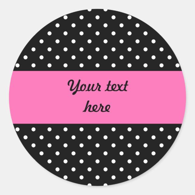 Sticker Rond Motif de points Polka blanc et noir (Devant)