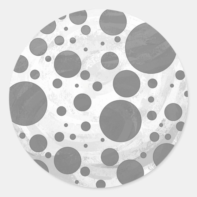 Sticker Rond Motif de points Polka gris ardoise (Devant)