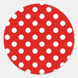 Sticker Rond Motif de points Polka rouge et blanc