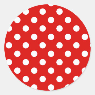 Sticker Rond Motif de points Polka rouge et blanc