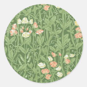 Sticker Rond Motif de pois de senteur William Morris, botanique