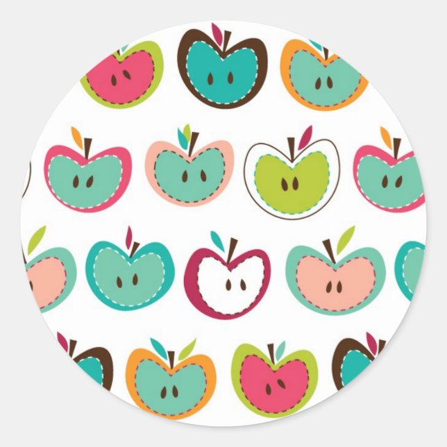 Sticker Rond Motif de pomme mignon (Devant)