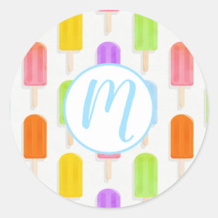 Sticker Rond Motif de Popsicles arc-en-ciel d'été