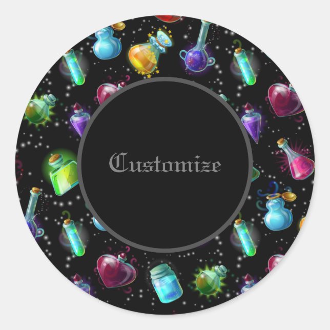 Sticker Rond Motif de potions magiques (Devant)
