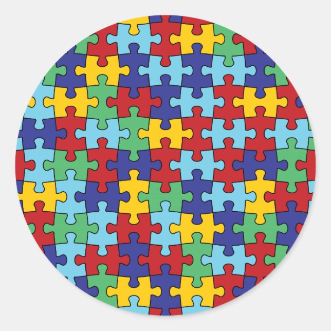 Sticker Rond Motif de puzzle sensibilisation sur l'autisme (Devant)