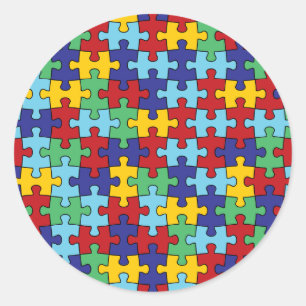 Sticker Rond Motif de puzzle sensibilisation sur l'autisme