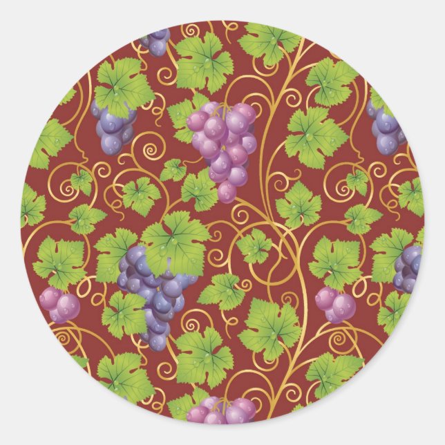 Sticker Rond Motif de raisins (Devant)