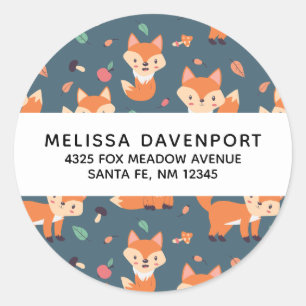 Sticker Rond Motif de renard orange mignon animal