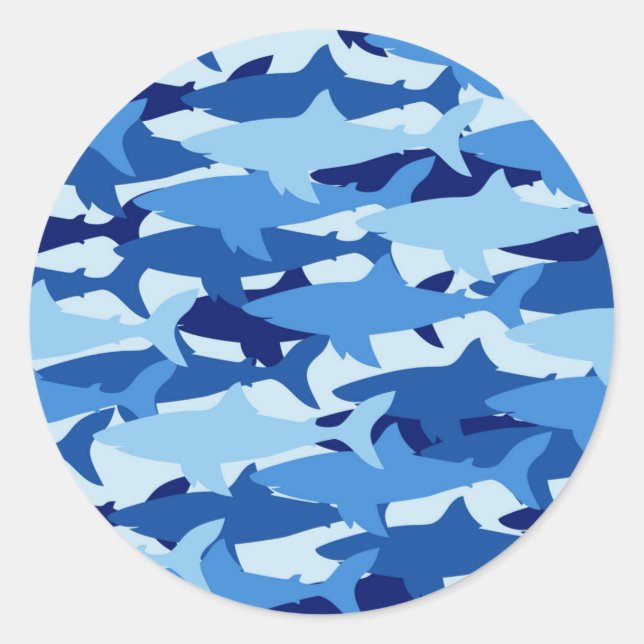 Sticker Rond Motif de requin bleu (Devant)