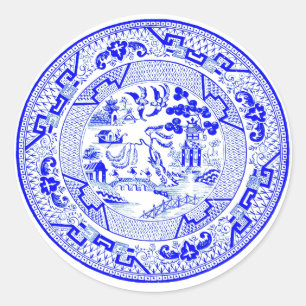 Sticker Rond Motif de saule bleu [1912]