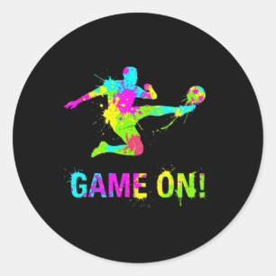Sticker Rond Motif de sport de pied coloré avec éclaboussure de