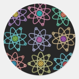 Sticker Rond Motif de structure atomique Science