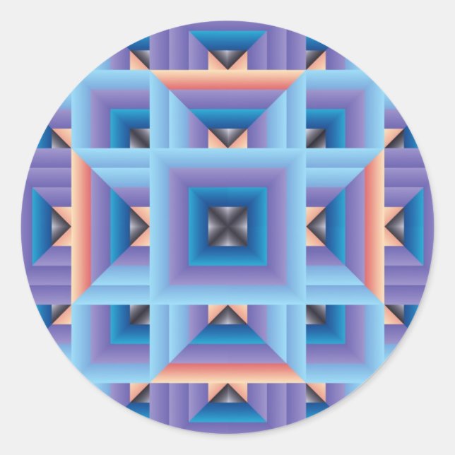 Sticker Rond Motif de surface composée 3 en bleu et violet (Devant)