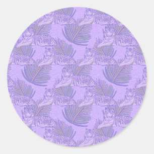 Sticker Rond Motif de tigre violet