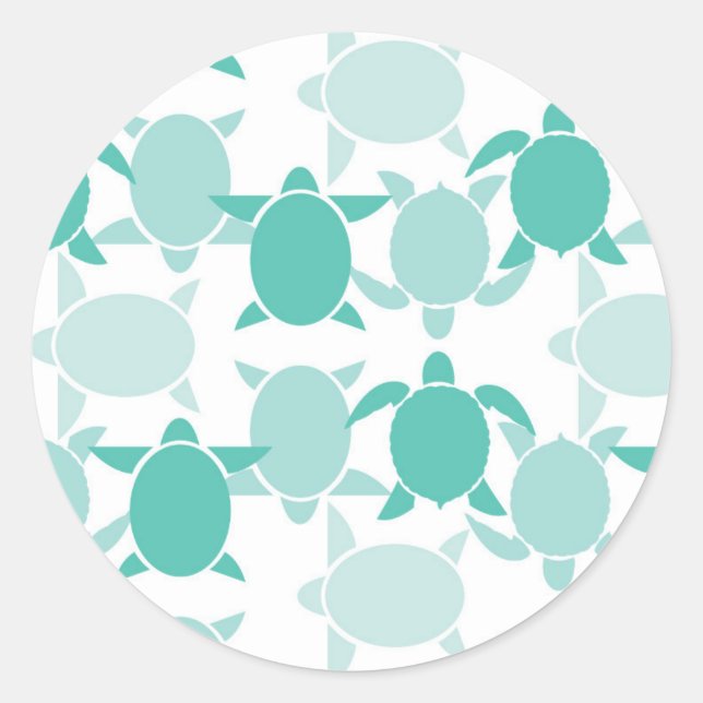 Sticker Rond Motif de tortue turquoise (Devant)