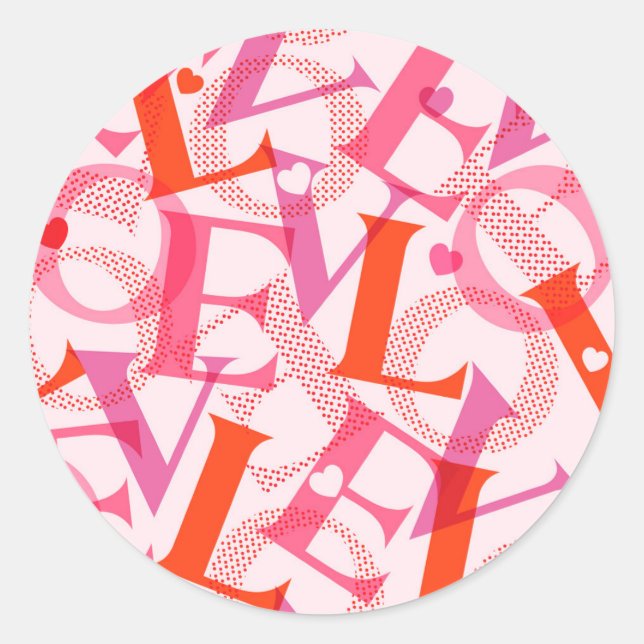 Sticker Rond Motif de typographie AMOUR Saint-Valentin  (Devant)