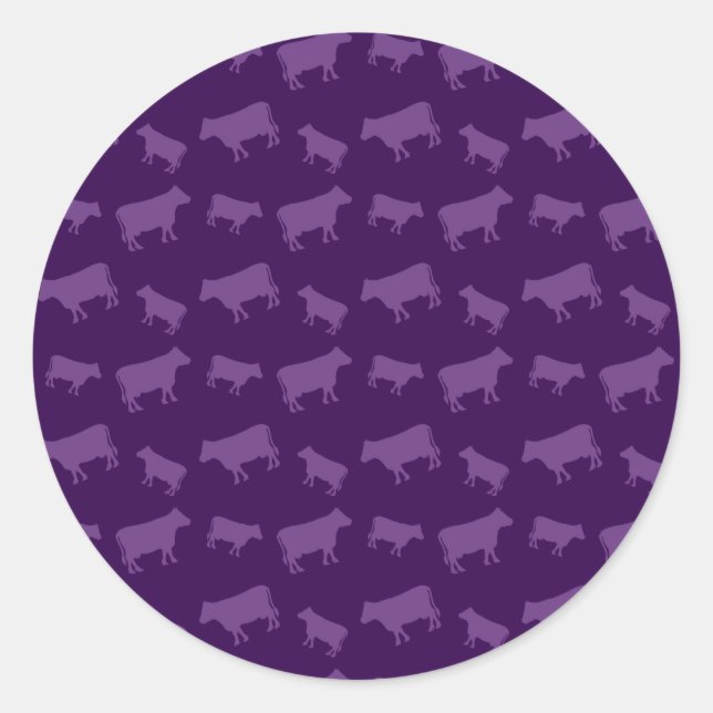 Sticker Rond Motif de vache violette (Devant)