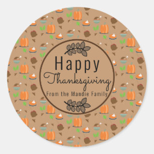 Sticker Rond Motif de verdure de branche de Thanksgiving Cadeau