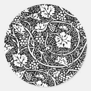 Sticker Rond Motif de vigne de raisin noir et blanc de William
