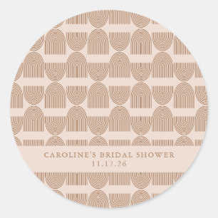 Sticker Rond Motif de voûte personnalisé Boho Tons neutres Text