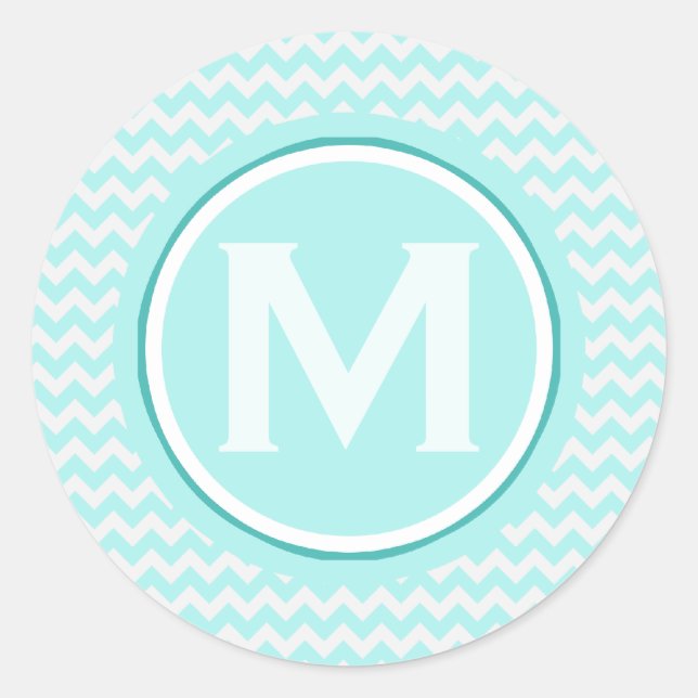 Sticker Rond Motif de Zigzag clair monogramme (Devant)