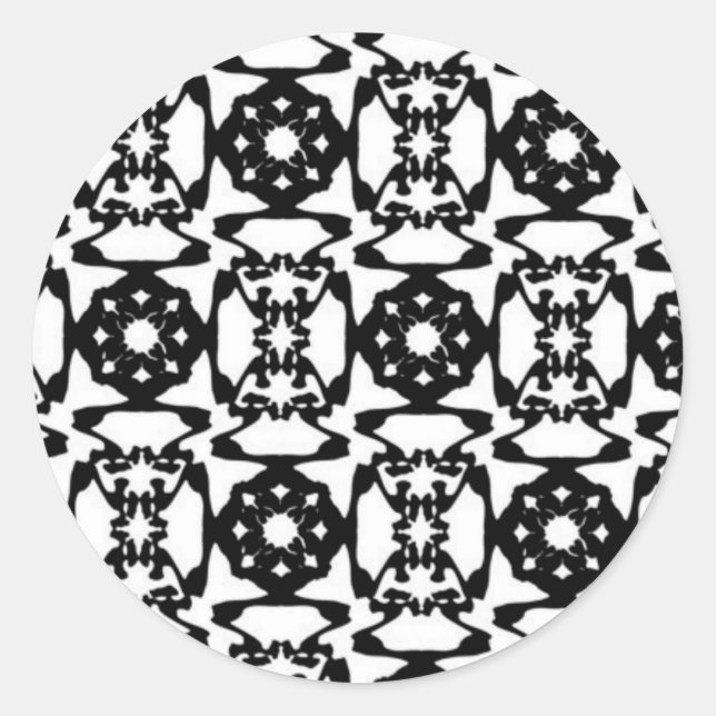 Sticker Rond Motif décoratif noir et blanc (Devant)