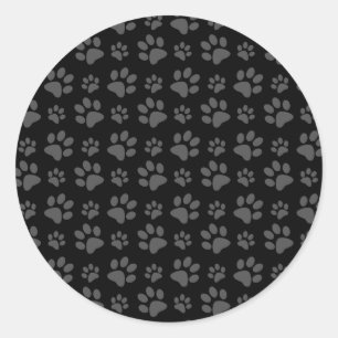 Sticker Rond Motif d'empreinte de patte de chien noir