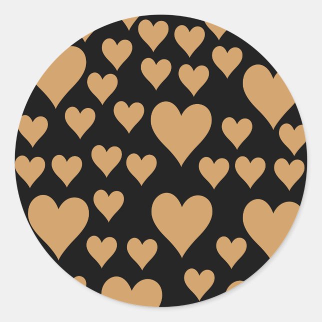 Sticker Rond Motif Des Coeurs, Coeurs Brown, Amour (Devant)