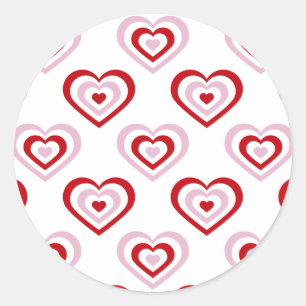 Sticker Rond Motif des Coeurs rouges roses