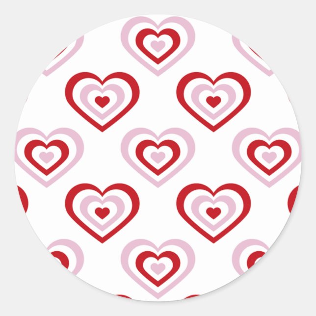 Sticker Rond Motif des Coeurs rouges roses (Devant)