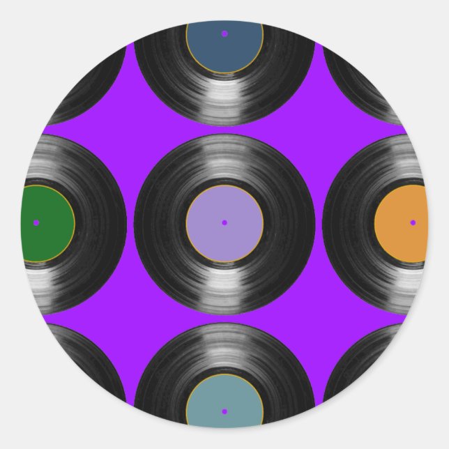 Sticker Rond motif des enregistrements vinyle couleur (Devant)