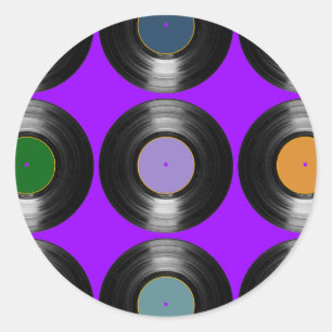 Sticker Rond motif des enregistrements vinyle couleur
